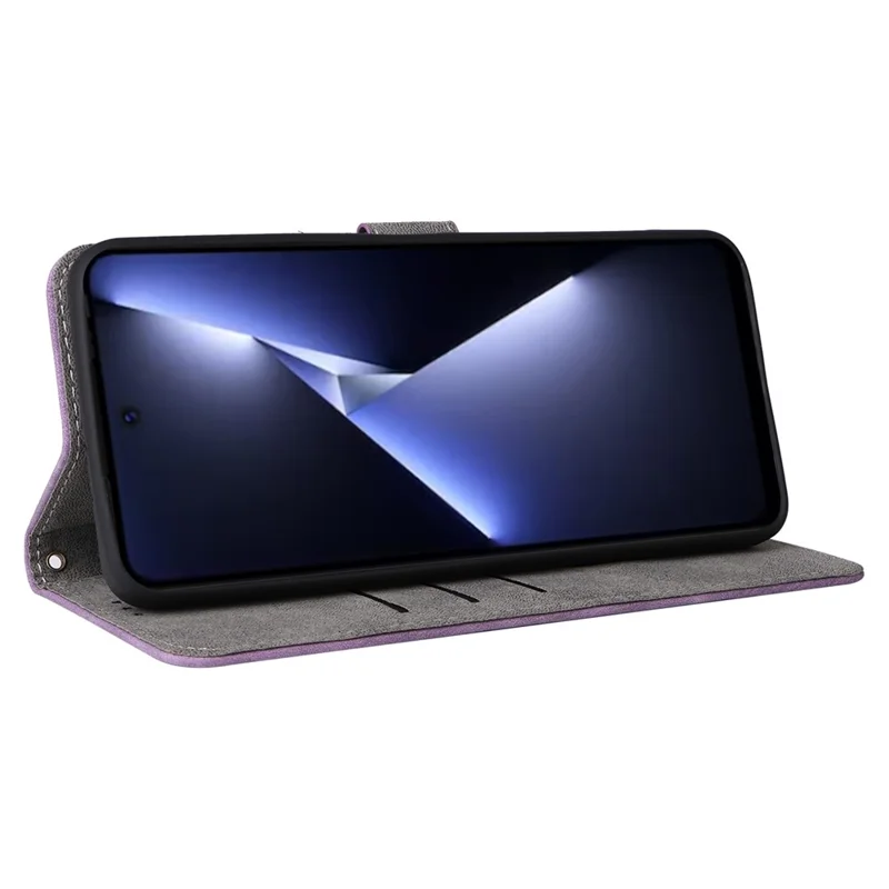Phone Case for TECNO Pova 5 Pro 5G / LH8n Phone Shell RFID Blocking PU Leather Cover with Strap - Purple