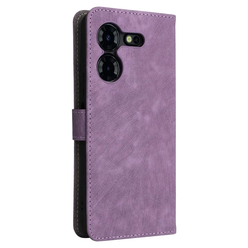 Phone Case for TECNO Pova 5 Pro 5G / LH8n Phone Shell RFID Blocking PU Leather Cover with Strap - Purple