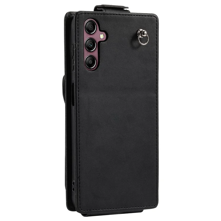 Phone Case for Samsung Galaxy A05s 4G PU Leather + TPU Vertical Card Holder Phone Cover with 2 Straps - Black