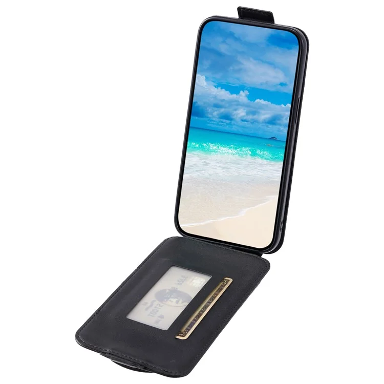 Для iPhone 12 / 12 Pro PU Кожаный + TPU Чехол для телефона Вертикальный держатель для карт Чехол для телефона с 2 ремешками - Черный
