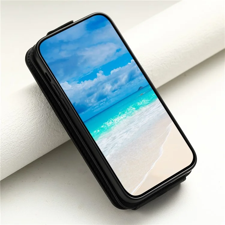 Для iPhone 12 / 12 Pro PU Кожаный + TPU Чехол для телефона Вертикальный держатель для карт Чехол для телефона с 2 ремешками - Черный