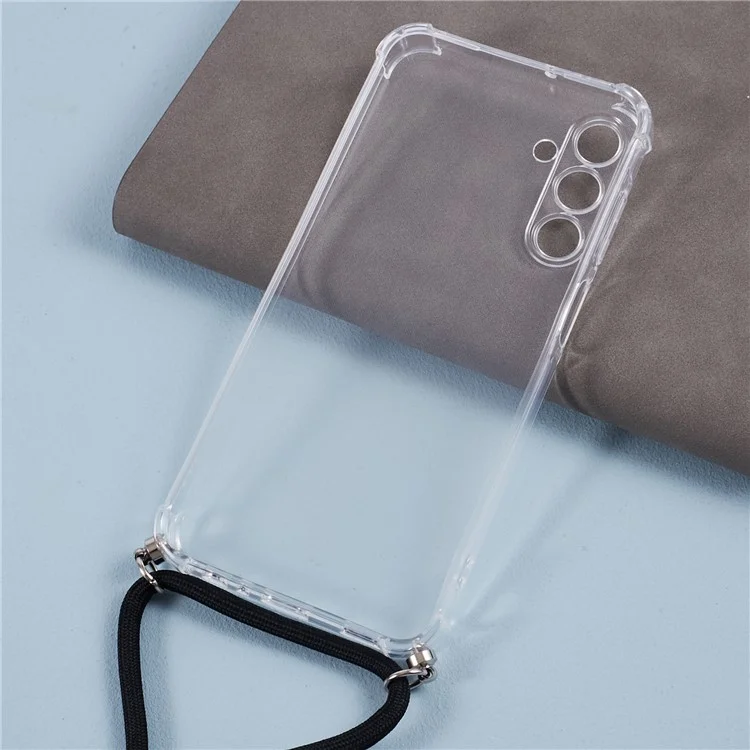 Per Samsung Galaxy A15 4G Clear Case Four Corner Protection TPU Cover con Cordino