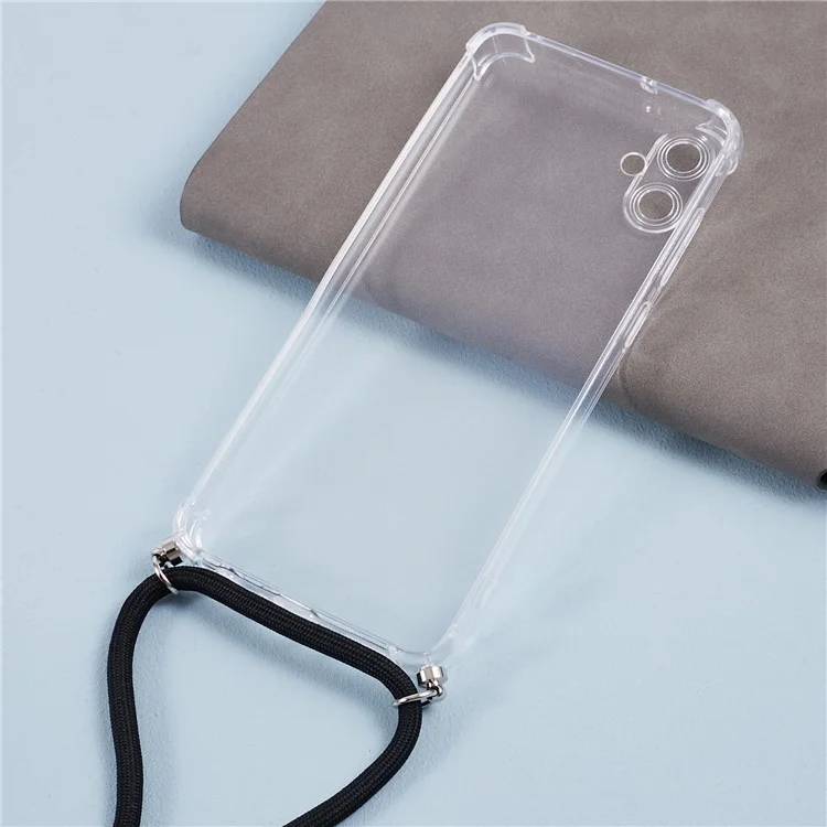 Für Samsung Galaxy A05 4G Hülle Transparente TPU-Handyhülle mit Lanyard