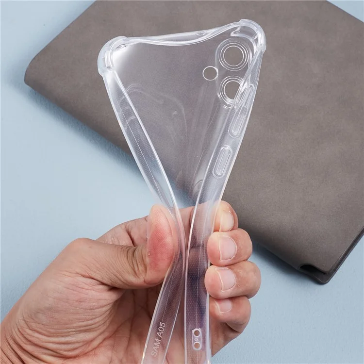 Für Samsung Galaxy A05 4G Hülle Transparente TPU-Handyhülle mit Lanyard