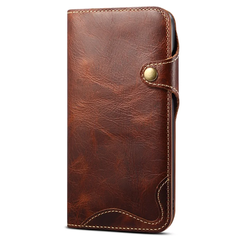 Wallet Phone Shell für iPhone 14 Pro Case Wachsige Echte Kuh Leder Cover mit Kartenschlitz - Braun