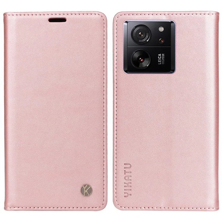 YIKATU YK-001 pour Xiaomi 13T / 13T Pro / Redmi K60 Ultra Étui portefeuille support en cuir Housse de téléphone - Or rose