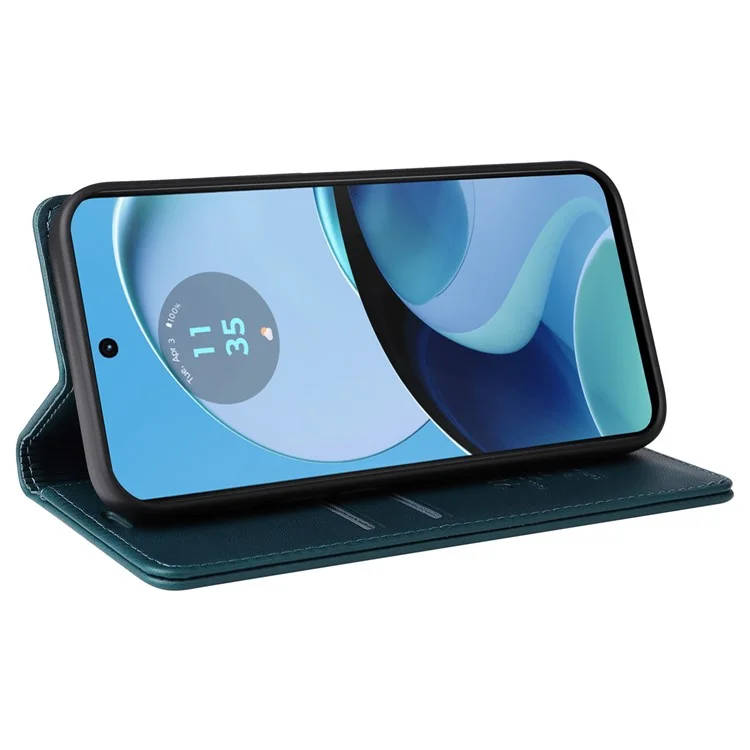 YIKATU YK-001 Para Motorola Moto G14 4G Capa de Telefone Caso PU Leather Wallet Stand Cover - Verde