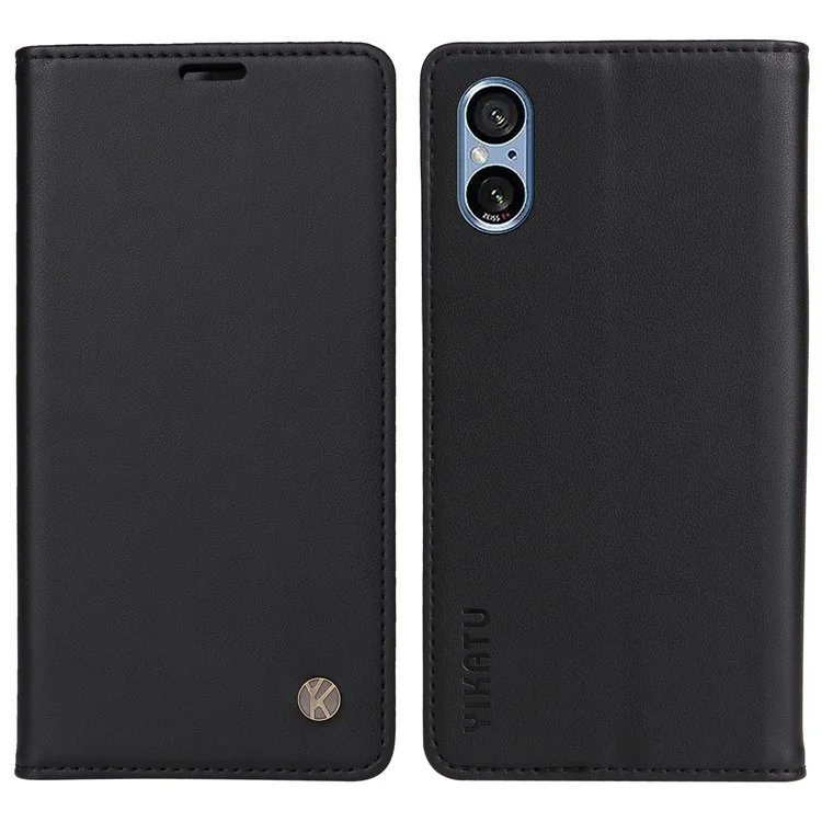 YIKATU YK-001 Funda de cuero PU con soporte magnético para Sony Xperia 5 V - Negro