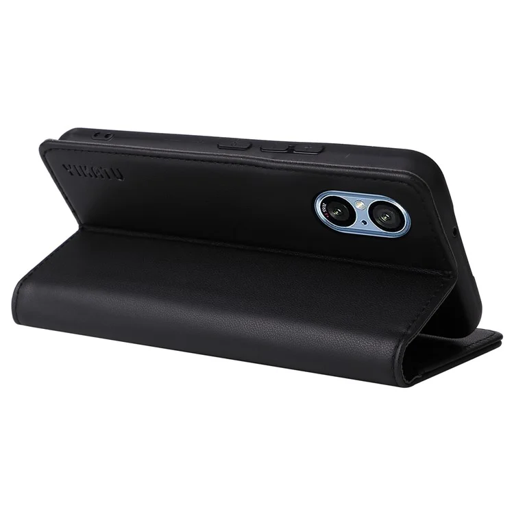 YIKATU YK-001 Funda de cuero PU con soporte magnético para Sony Xperia 5 V - Negro