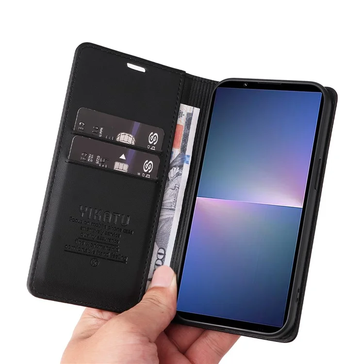 YIKATU YK-001 Funda de cuero PU con soporte magnético para Sony Xperia 5 V - Negro