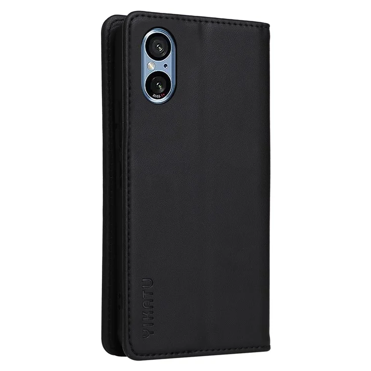 YIKATU YK-001 Funda de cuero PU con soporte magnético para Sony Xperia 5 V - Negro