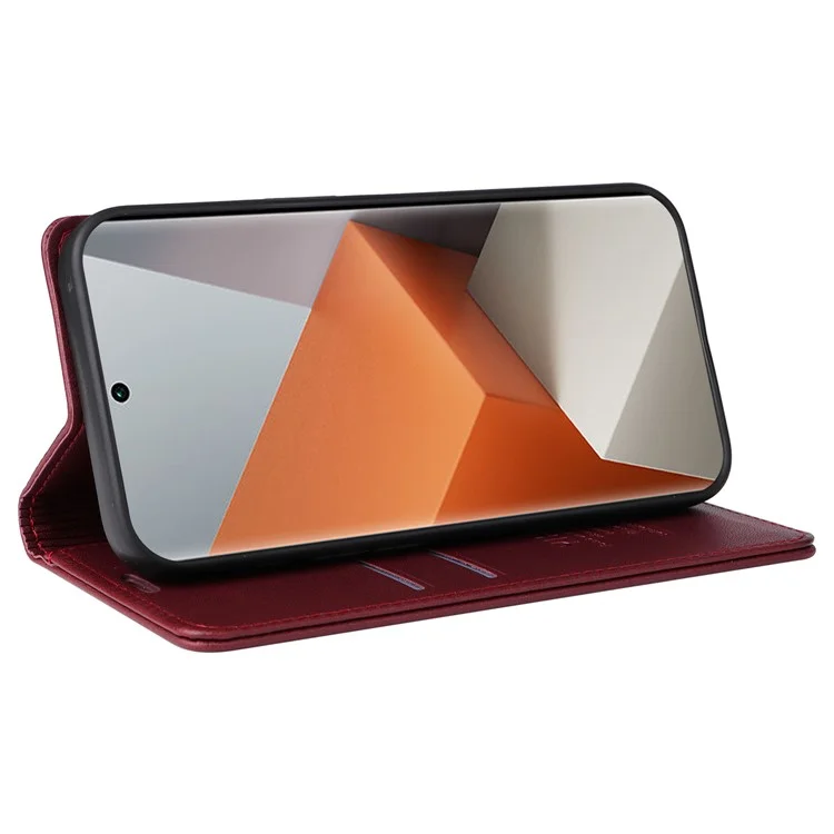 YIKATU YK-001 For Xiaomi Redmi Note 13 Pro+ 5G Étui Magnétique Fermant Étui en Cuir pour Téléphone - Rouge Vin