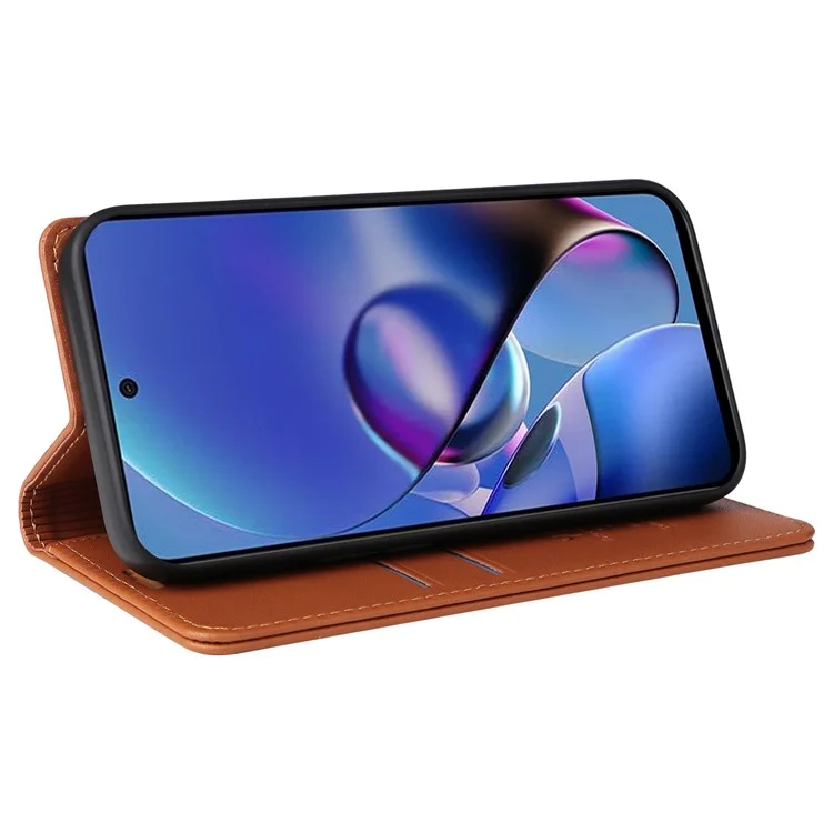 YIKATU YK-001 para a capa de telefone Motorola Moto G54 5G com suporte de carteira - Marrom