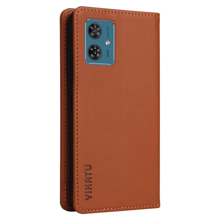 YIKATU YK-001 para a capa de telefone Motorola Moto G54 5G com suporte de carteira - Marrom