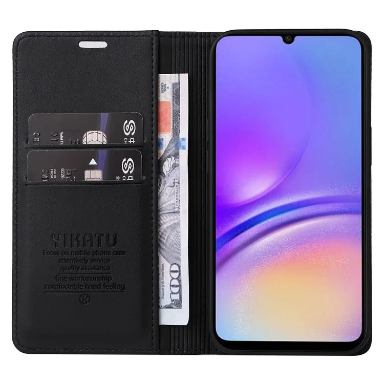 YIKATU YK-001 Для Samsung Galaxy A05 4G Чехол Кожаный Бумажник Противоударный Телефонная Крышка - Черный