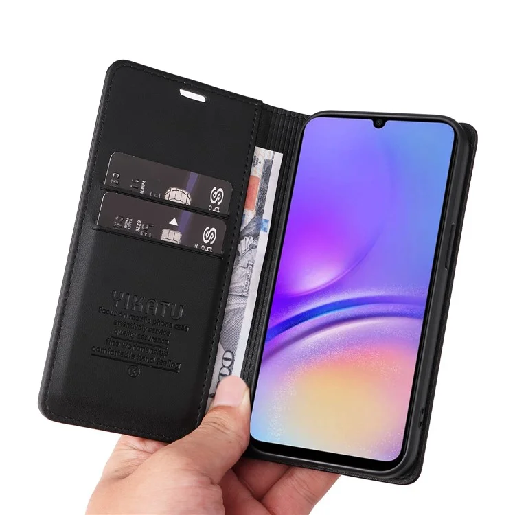 YIKATU YK-001 Для Samsung Galaxy A05 4G Чехол Кожаный Бумажник Противоударный Телефонная Крышка - Черный