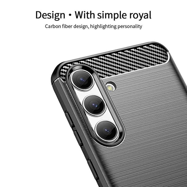 MOFI JK TPU Series-1 For Samsung Galaxy S24 Carbon Fiber Texture Slim-Fit Case TPU Cell Phone Cover - Black
