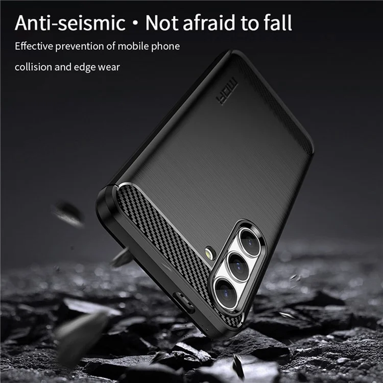 MOFI JK TPU Series-1 For Samsung Galaxy S24 Carbon Fiber Texture Slim-Fit Case TPU Cell Phone Cover - Black