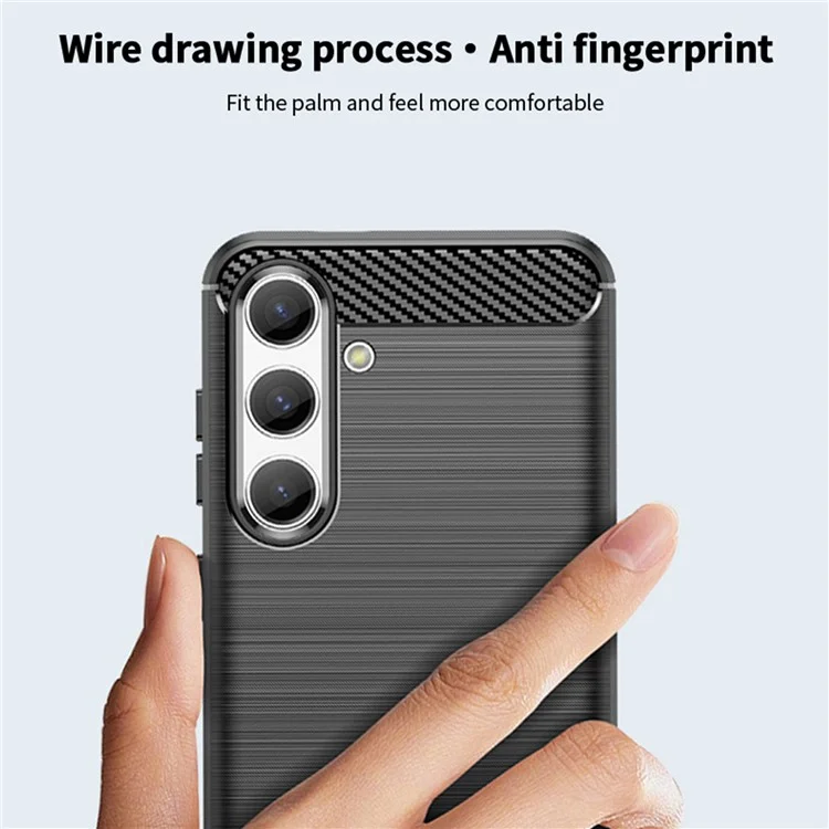 MOFI JK TPU Series-1 For Samsung Galaxy S24 Carbon Fiber Texture Slim-Fit Case TPU Cell Phone Cover - Black