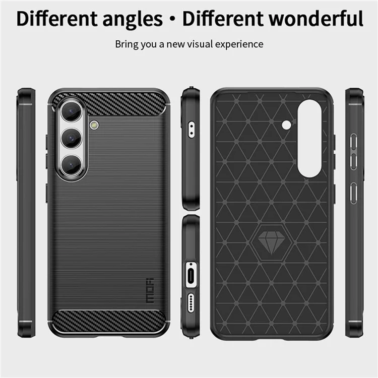 MOFI JK TPU Series-1 For Samsung Galaxy S24 Carbon Fiber Texture Slim-Fit Case TPU Cell Phone Cover - Black