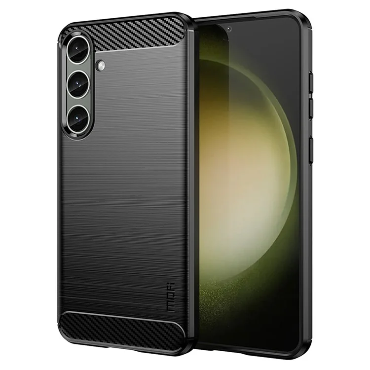 MOFI JK TPU Series-1 For Samsung Galaxy S24+ Slim-Fit TPU Case Carbon Fiber Texture Phone Cover - Black