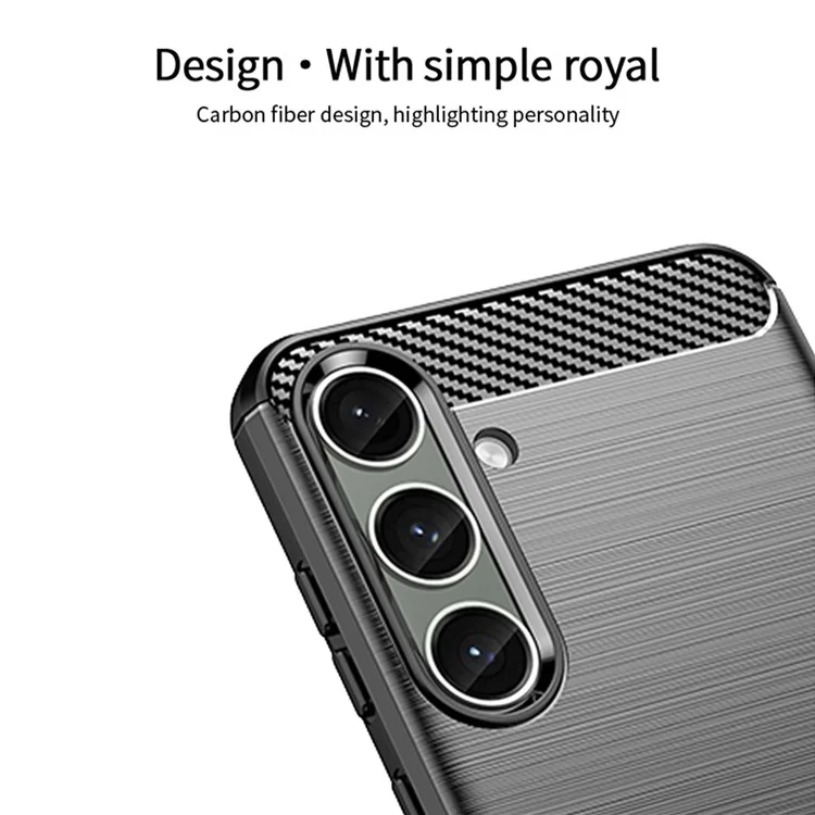MOFI JK TPU Series-1 For Samsung Galaxy S24+ Slim-Fit TPU Case Carbon Fiber Texture Phone Cover - Black