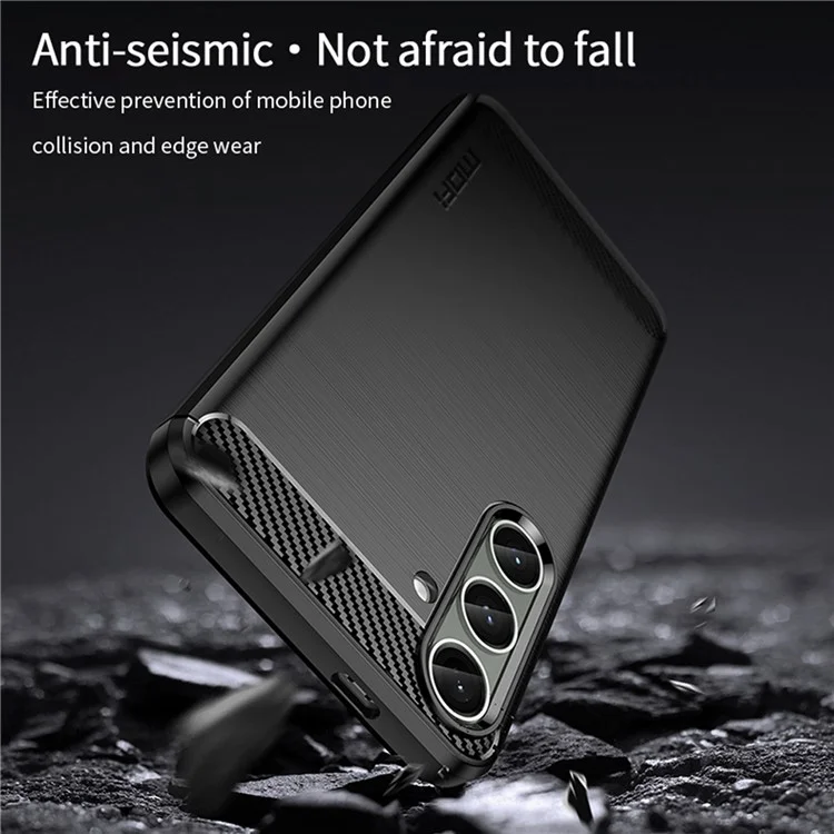 MOFI JK TPU Series-1 For Samsung Galaxy S24+ Slim-Fit TPU Case Carbon Fiber Texture Phone Cover - Black
