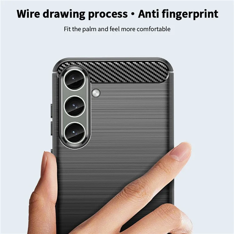 MOFI JK TPU Series-1 For Samsung Galaxy S24+ Slim-Fit TPU Case Carbon Fiber Texture Phone Cover - Black