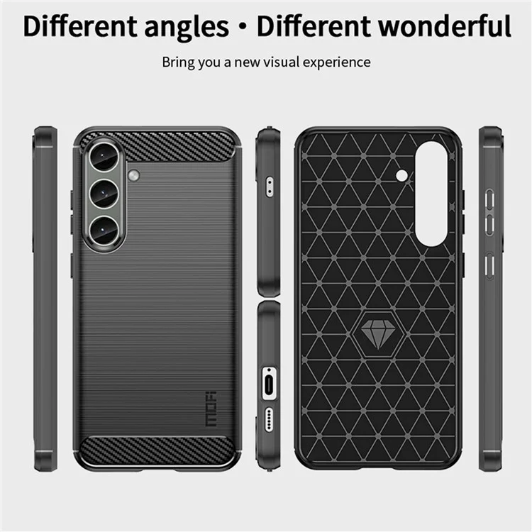 MOFI JK TPU Series-1 For Samsung Galaxy S24+ Slim-Fit TPU Case Carbon Fiber Texture Phone Cover - Black