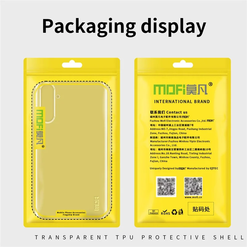 MOFI Transparent Telefonbeskyttelse til Samsung Galaxy S24, Skockabsorberende TPU Hylster
