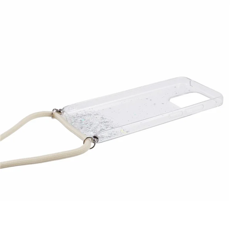 Funda antideslizante AW Series TPU para Xiaomi Redmi 12C 4G, funda de teléfono con cáscara de epoxy con brillo y cordón - Blanca