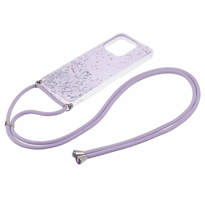 AW Series Anti-Drop TPU Case für Xiaomi Redmi 12C 4G Case Sparkle Epoxy Handyhülle mit Schlüsselband - Lila