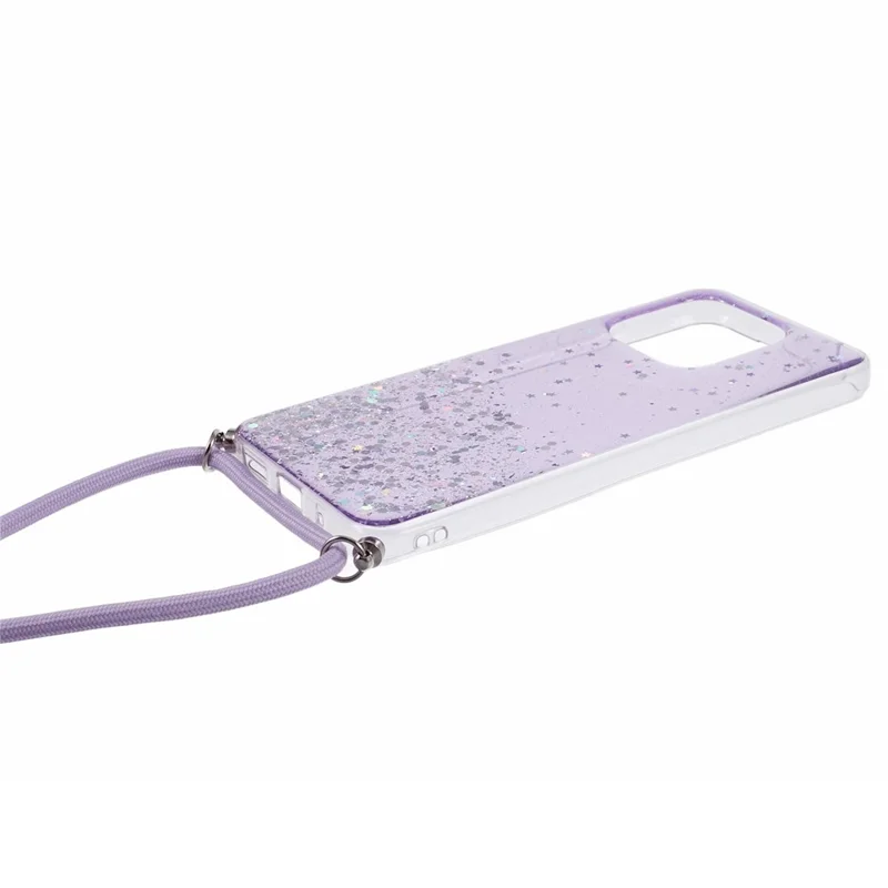 AW Series Anti-Drop TPU Case für Xiaomi Redmi 12C 4G Case Sparkle Epoxy Handyhülle mit Schlüsselband - Lila