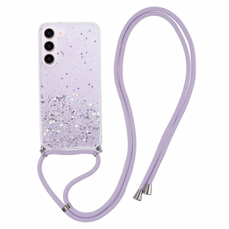 AW Series Sparkle Epoxy TPU Hülle für Samsung Galaxy S23 Case mit Schlüsselanhänger Schutzhülle - Lila