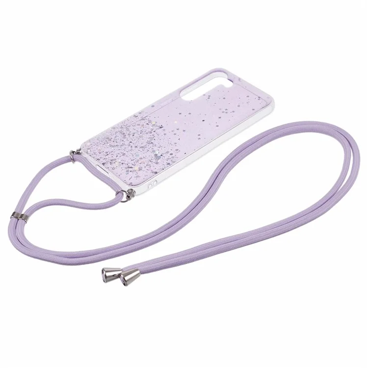AW Series Sparkle Epoxy TPU Hülle für Samsung Galaxy S23 Case mit Schlüsselanhänger Schutzhülle - Lila