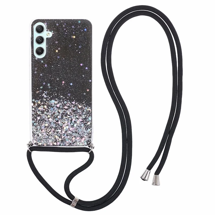 AW Series für Samsung Galaxy A34 5G Hülle Sparkle Epoxy TPU Rückabdeckung mit Schlaufe - Schwarz