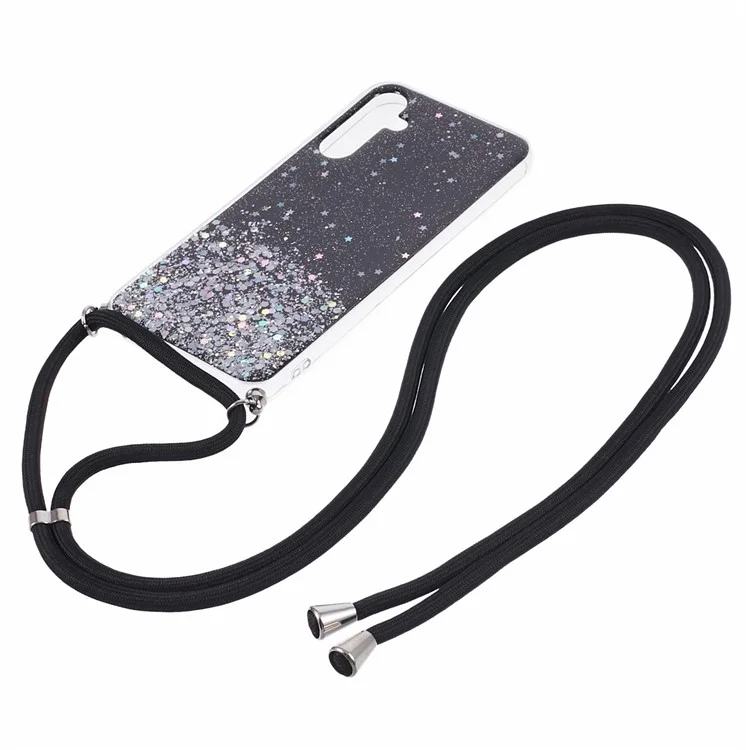 AW Series für Samsung Galaxy A34 5G Hülle Sparkle Epoxy TPU Rückabdeckung mit Schlaufe - Schwarz