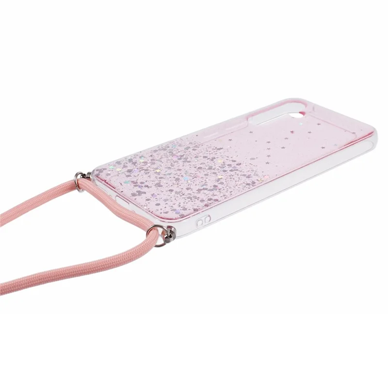 AW Series for Samsung Galaxy A54 5G Case TPU Epoxy Shiny Sparker Shell with Lanyard - Pink