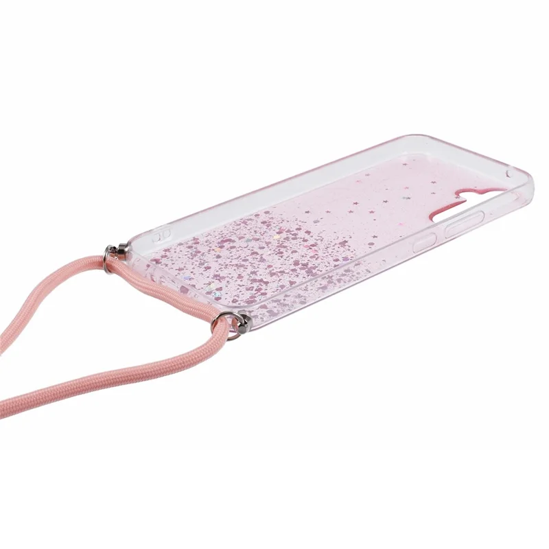 AW Series for Samsung Galaxy A54 5G Case TPU Epoxy Shiny Sparker Shell with Lanyard - Pink