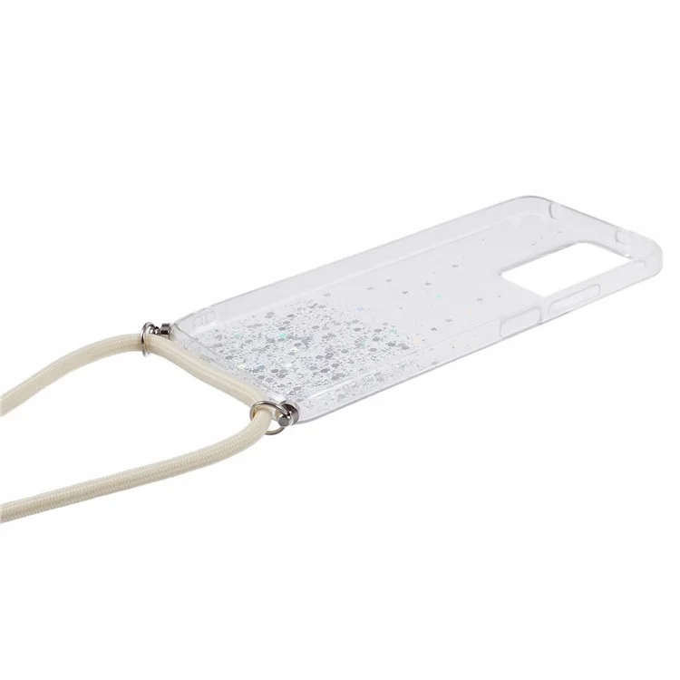 Capa Protetora de TPU da Série AW para Xiaomi Redmi Note 12 4G Case Sparkle Epoxy Slim Phone Cover com Cordão - Branco