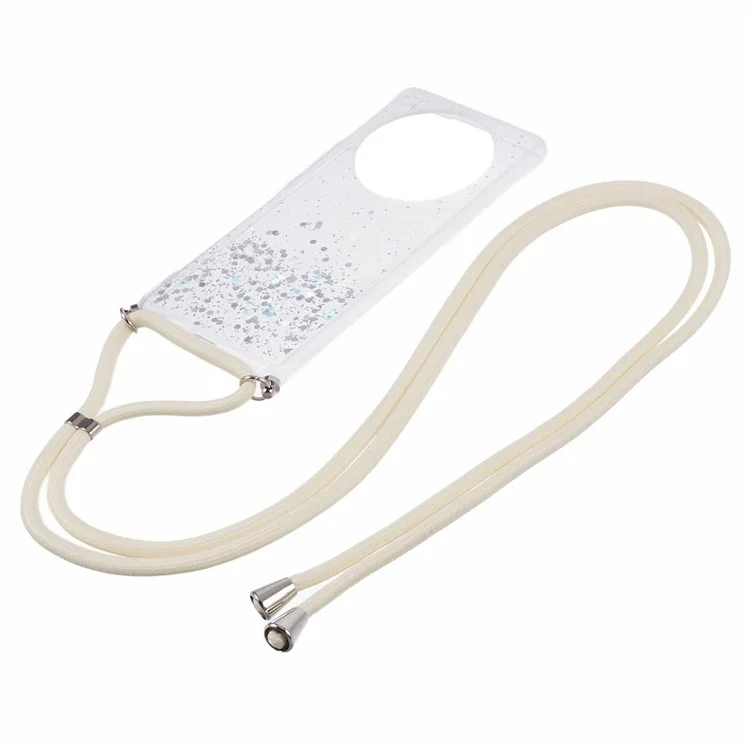AW Series For Honor X9a 5G / X40 5G / Magic5 Lite 5G TPU Case Sparkle Epoxy Slim Phone Cover with Lanyard - White