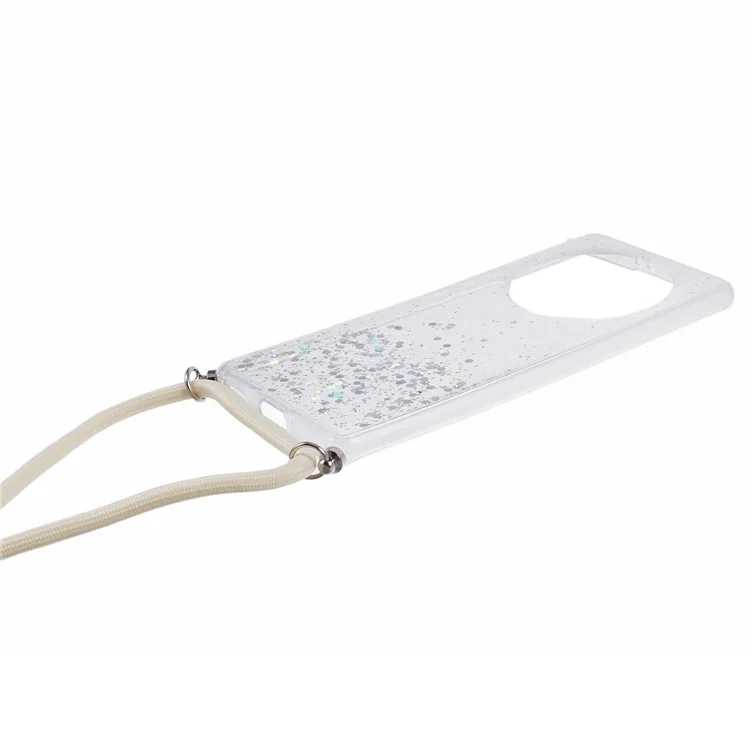 AW Series For Honor X9a 5G / X40 5G / Magic5 Lite 5G TPU Case Sparkle Epoxy Slim Phone Cover with Lanyard - White