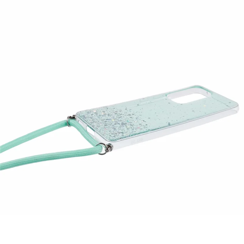 AW Series For Samsung Galaxy A52 4G / A52s 5G / A52 5G Case Sparkle Epoxy TPU Phone Cover with Lanyard - Green