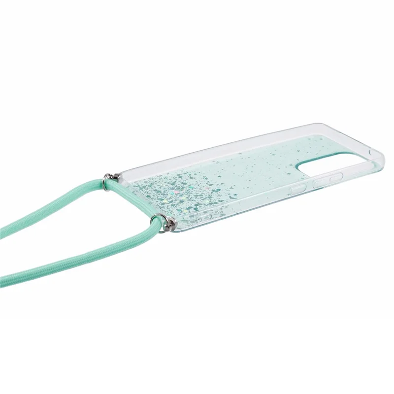 AW Series For Samsung Galaxy A52 4G / A52s 5G / A52 5G Case Sparkle Epoxy TPU Phone Cover with Lanyard - Green