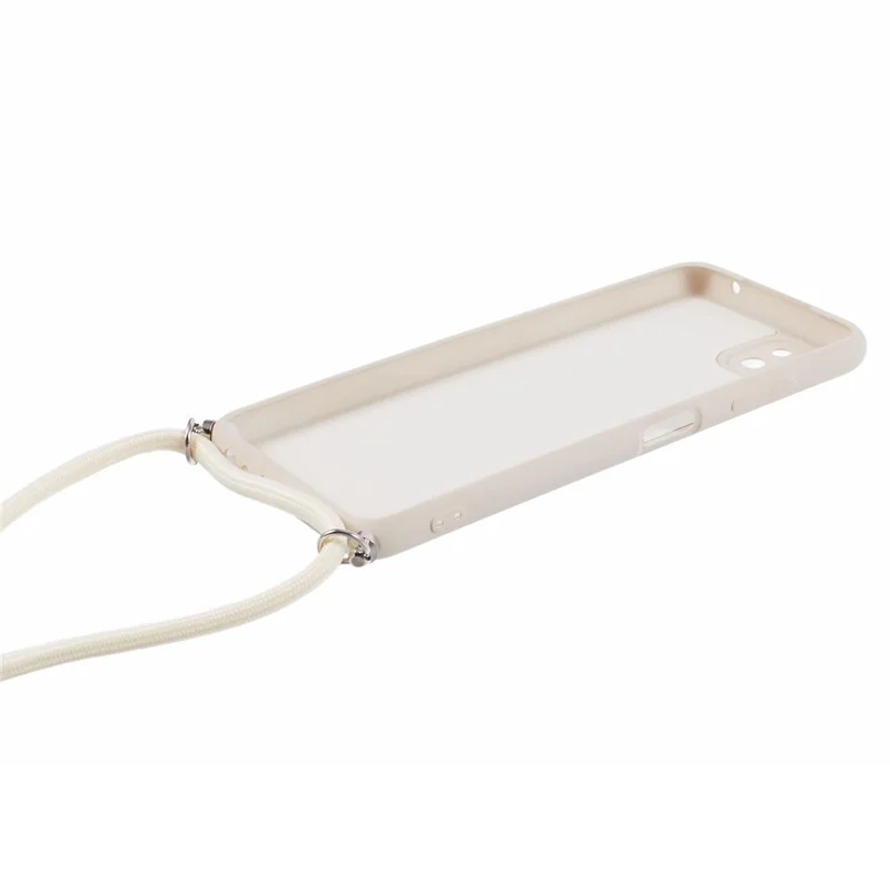 For Samsung Galaxy A22 5G (EU Version) Case Camera Protection TPU Phone Cover with Lanyard - White