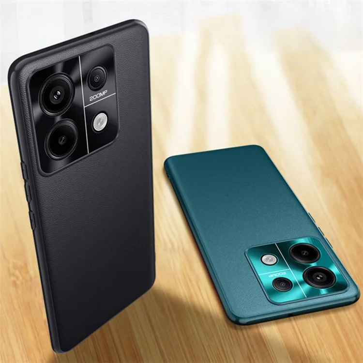 Para Xiaomi Redmi Note 13 Pro 5G / Poco X6 5G Caja de PC+TPU+PU de Cuero Antirasguños Smartphone Cubierta - Negro