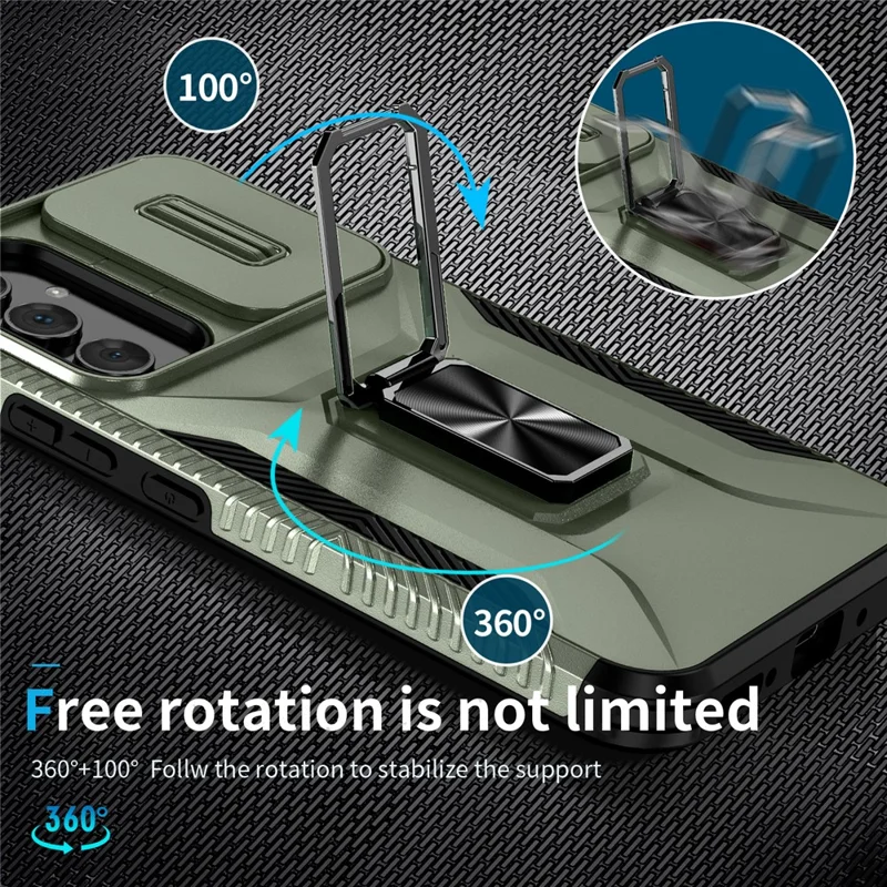 For Samsung Galaxy A54 5G Case Slide Lens Protection Phone Kickstand Cover - Green