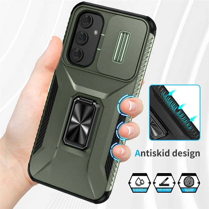 For Samsung Galaxy A54 5G Case Slide Lens Protection Phone Kickstand Cover - Green