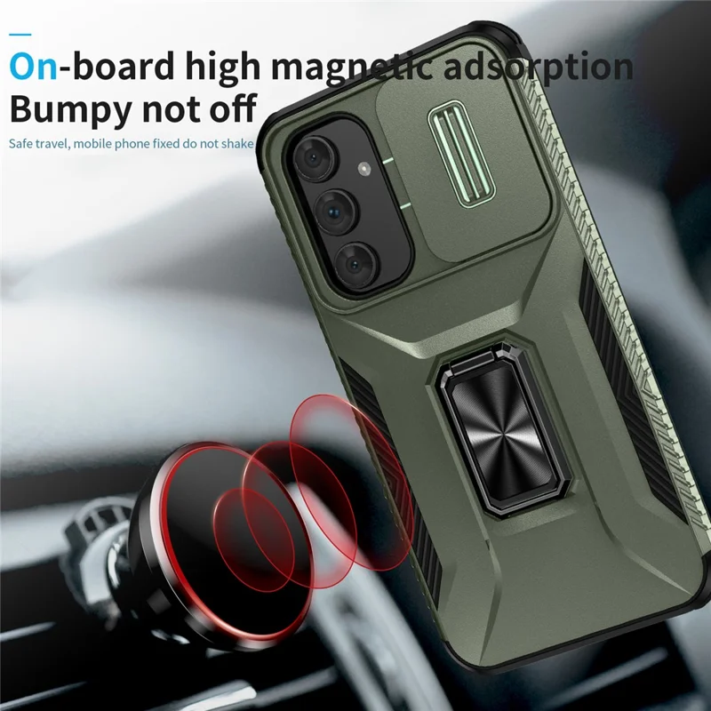 For Samsung Galaxy A54 5G Case Slide Lens Protection Phone Kickstand Cover - Green