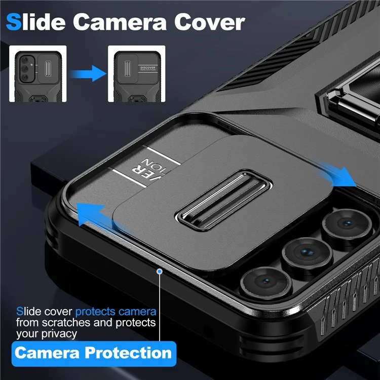 Funda para Samsung Galaxy A54 5G Slide Lens Protection Phone Kickstand Cover - Negro